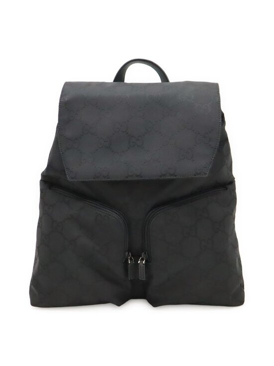 Gucci GG Nylon Backpack Leather Black Silver main image 9
